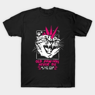 Old Punks Never Dies Funny Cat Paw graphic design T-Shirt